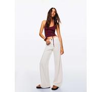 Bershka Petite - Pantaloni a fondo ampio bianchi-Bianco 36