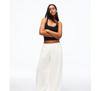 Bershka Petite - Pantaloni stile sarouel rustici bianchi-Bianco XS