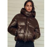 Bershka - Piumino con cappuccio oversize marrone L