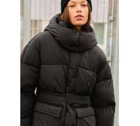 Bershka - Piumino nero a 3/4 con cintura XS