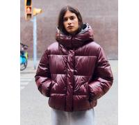 Bershka piumino oversize con cappuccio bordeaux-Rosso S