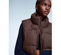 Bershka - Piumino smanicato corto marrone 2XS