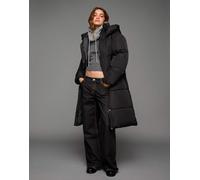 Bershka - Piumino taglio lungo nero con cappuccio S