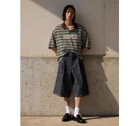 Bershka - Polo a maniche corte marrone a righe con ricamo M