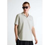Bershka - Polo beige a maniche corte con ricami-Neutro S