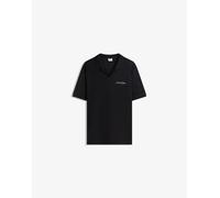 Bershka - Polo strutturata a maniche corte nera ricamata-Nero S