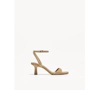 Bershka - Sandali con tacco color cuoio con cinturino alla caviglia-Marrone 40