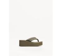 Bershka - Sandali trapuntati kaki con plateau-Verde 40