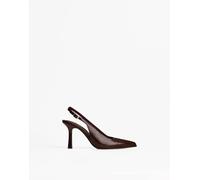 Bershka - Scarpe marroni con tacco alto e cinturino sul retro-Marrone 40