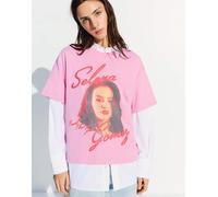 Bershka - Selena Gomez - T-shirt a maniche corte rosa con stampa L