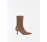 Bershka - Stivaletti aderenti beige con tacchetti a spillo-Neutro 38
