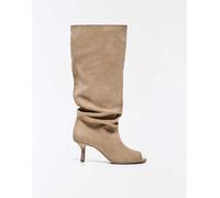 Bershka - Stivaletti beige con tacchetti a spillo-Neutro 38