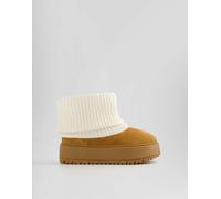 Bershka - Stivaletti marroni stile calza con plateau-Neutro 36