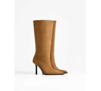 Bershka - Stivali ampi sulla gamba color cuoio con tacco alto-Marrone 40
