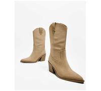Bershka - Stivali stile cowboy con tacco beige-Neutro 38