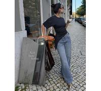 Bershka - T-shirt a maniche corte arricciata blu-Blu navy S