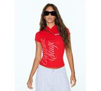 Bershka T-shirt a maniche corte con chiusura a clip rossa-Rosso M