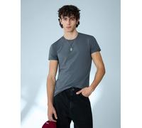 Bershka - T-shirt a maniche corte con risvolto grigio scuro XS