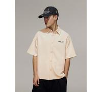 Bershka - T-shirt a maniche corte écru ricamata-Bianco XS