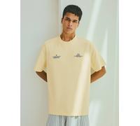 Bershka - T-shirt a maniche corte gialla con stampa-Giallo S