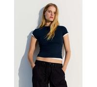 Bershka - T-shirt a maniche corte girocollo blu navy L