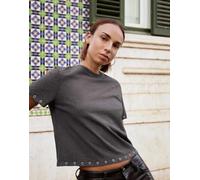 Bershka - T-shirt a maniche corte marrone con occhielli L