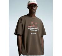 Bershka - T-shirt a maniche corte marrone con stampa L