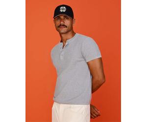 Bershka - T-shirt a maniche corte slim con collo serafino grigio chiaro XL