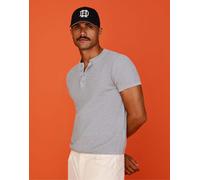Bershka - T-shirt a maniche corte slim con collo serafino grigio chiaro XS