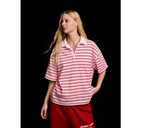 Bershka - T-shirt a maniche lunghe con colletto stile polo rosa S