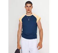 Bershka - T-shirt blu con maniche raglan-Blu navy XL