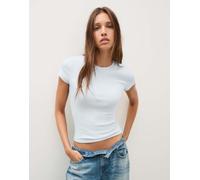 Bershka - T-shirt girocollo a maniche corte azzurra-Blu XL