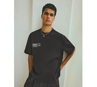 Bershka - T-shirt in jersey interlock nera con stampa-Nero M
