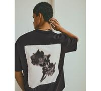 Bershka - T-shirt in jersey interlock nera con stampa-Nero XS