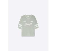 Bershka - T-shirt in rete verde con scollo a V e ricami M