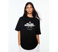 Bershka T-shirt oversize a maniche corte con stampa Eminem nera-Nero L