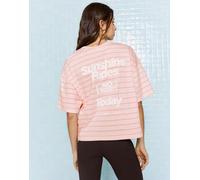 Bershka - T-shirt oversize a maniche corte rosa S