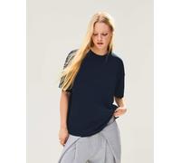 Bershka - T-shirt oversize blu navy a maniche corte S