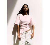 Bershka - T-shirt rosa a maniche corte con arricciature M