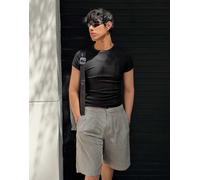 Bershka - T-shirt slim nera a coste-Nero M