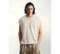 Bershka T-shirt worker con toppa beige-Neutro M