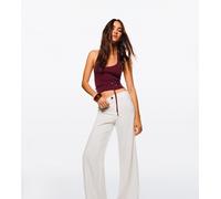 Bershka Tall - Pantaloni a fondo ampio bianchi-Bianco 36