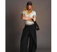 Bershka Tall - Pantaloni bombati neri con pieghe-Nero 40
