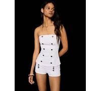 Bershka - Top a fascia bianco con bottoni S