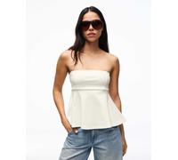 Bershka - Top a fascia con peplo bianco S