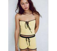 Bershka - Top a fascia giallo in maglia con dettagli a contrasto S