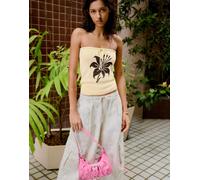 Bershka - Top a fascia giallo stampato S