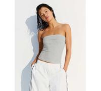Bershka - Top a fascia grigio chiaro glitterato M