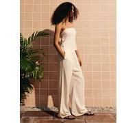 Bershka - Top a fascia in misto lino bianco L