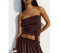Bershka - Top a fascia marrone con allacciatura M